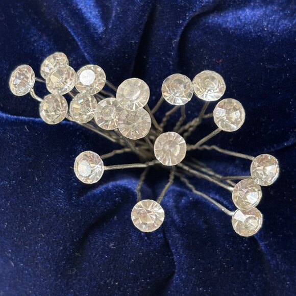 Rhinestone Silver Color Metal Hairpins set of 18 - Picture 7 of 8